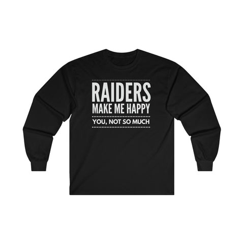 Raiders Make Me Happy Long Sleeve Black T-Shirt Gift